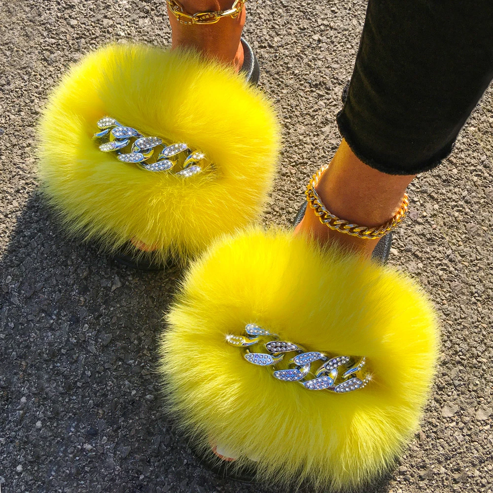 yellow fluffy shoes