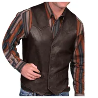 Men's Vest Retro V-neck Solid Color Pocket With Button Leather Vest For Male Casual Business Wear Tops Autumn Men v-neck Vest