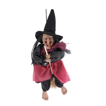 

1PC Scary Portable Creative Voice-activated Funny Hanging Ghost Broom Witch Decorations for Party Halloween Haunted House