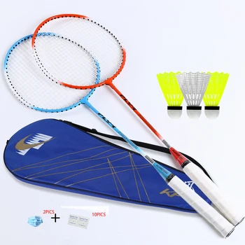 

badminton No.0004 Cheap Badminton Rackets Offensive Training 2 Pieces Steel Alloy Racket with Shuttlecock