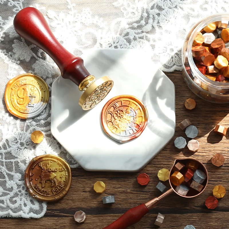 레트로 씰링 왁스 화로 스토브 냄비, 나무 장식 왁스 스탬프 공예 선물 비즈 스틱, 따뜻한 왁스 스틱, 녹는 SDS-AB1501