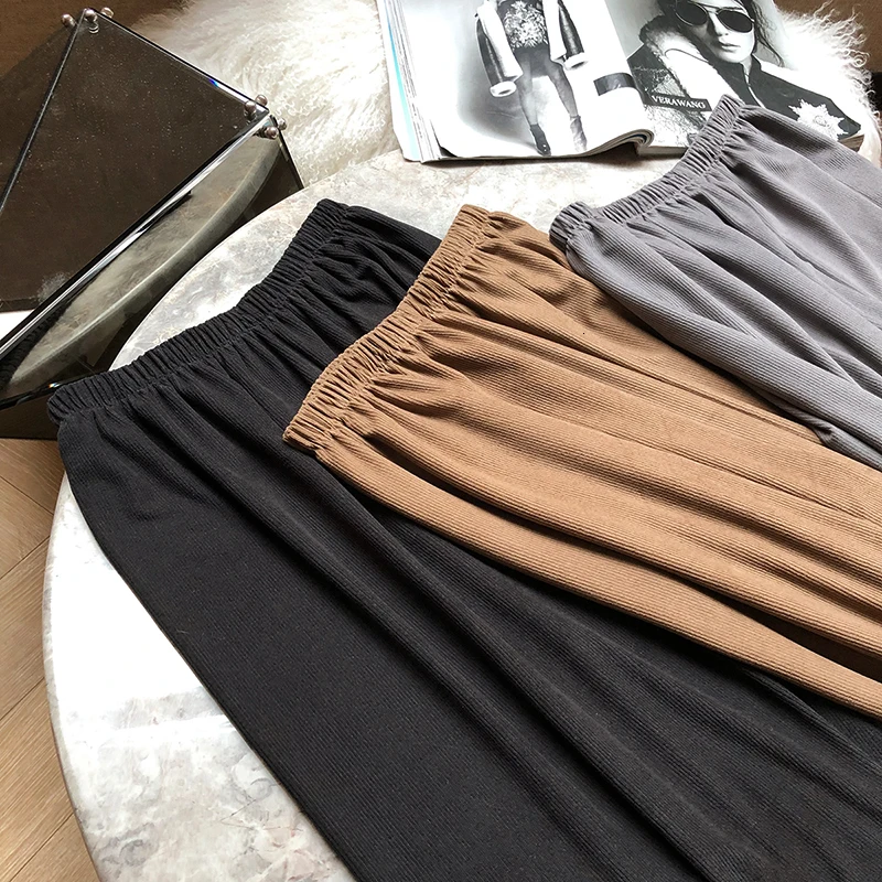 Khaki LANMREM осень и зима новые продукты модные однотонные драпированные широкие брюки с высокой талией свободные тонкие повседневные брюки PB216 - Цвет: Khaki