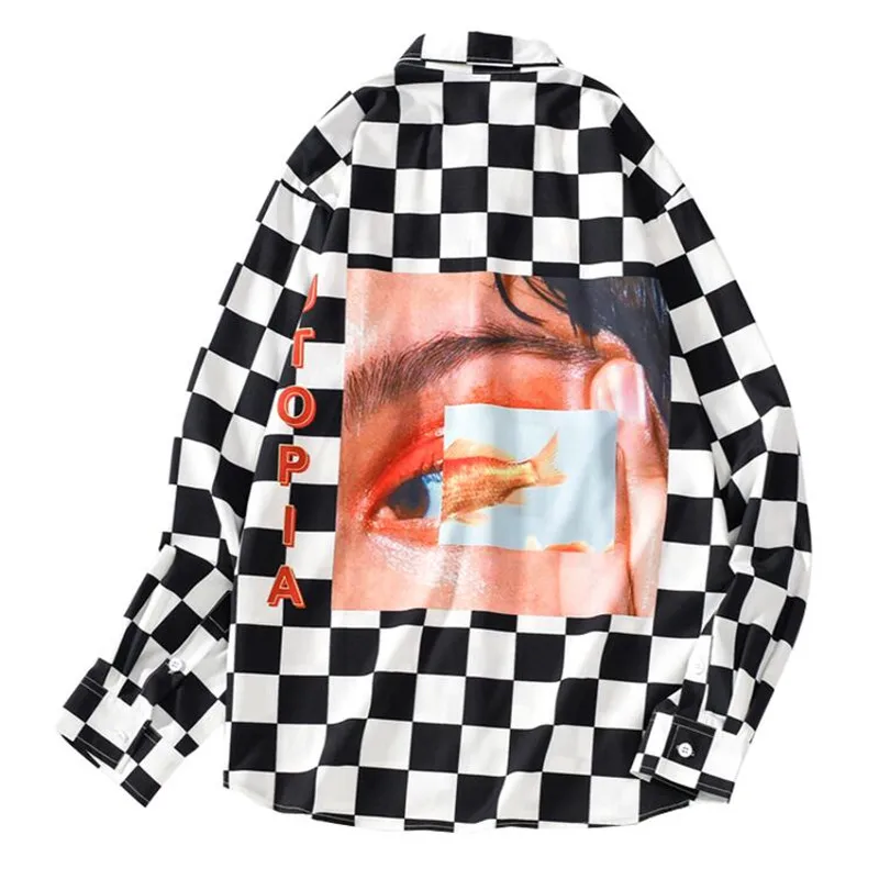 NAGRI 2020 NEW Fall Shirt Men Women Long Sleeve Hip Hop Streetwear Harajuku Plaid Utopia Shirts Casual Slim Outwear Male Tops NAGRI 2020 NEW Fall Shirt Men Women Long Sleeve Hip Hop Streetwear Harajuku Plaid Utopia Shirts Casual Slim Outwear Male Tops