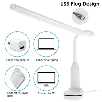 

LED Clip Type Bendable Eye Protection Reading Light Touch Switch Stepless Dimming USB Charging Table Lamp Dimmable Soft Light