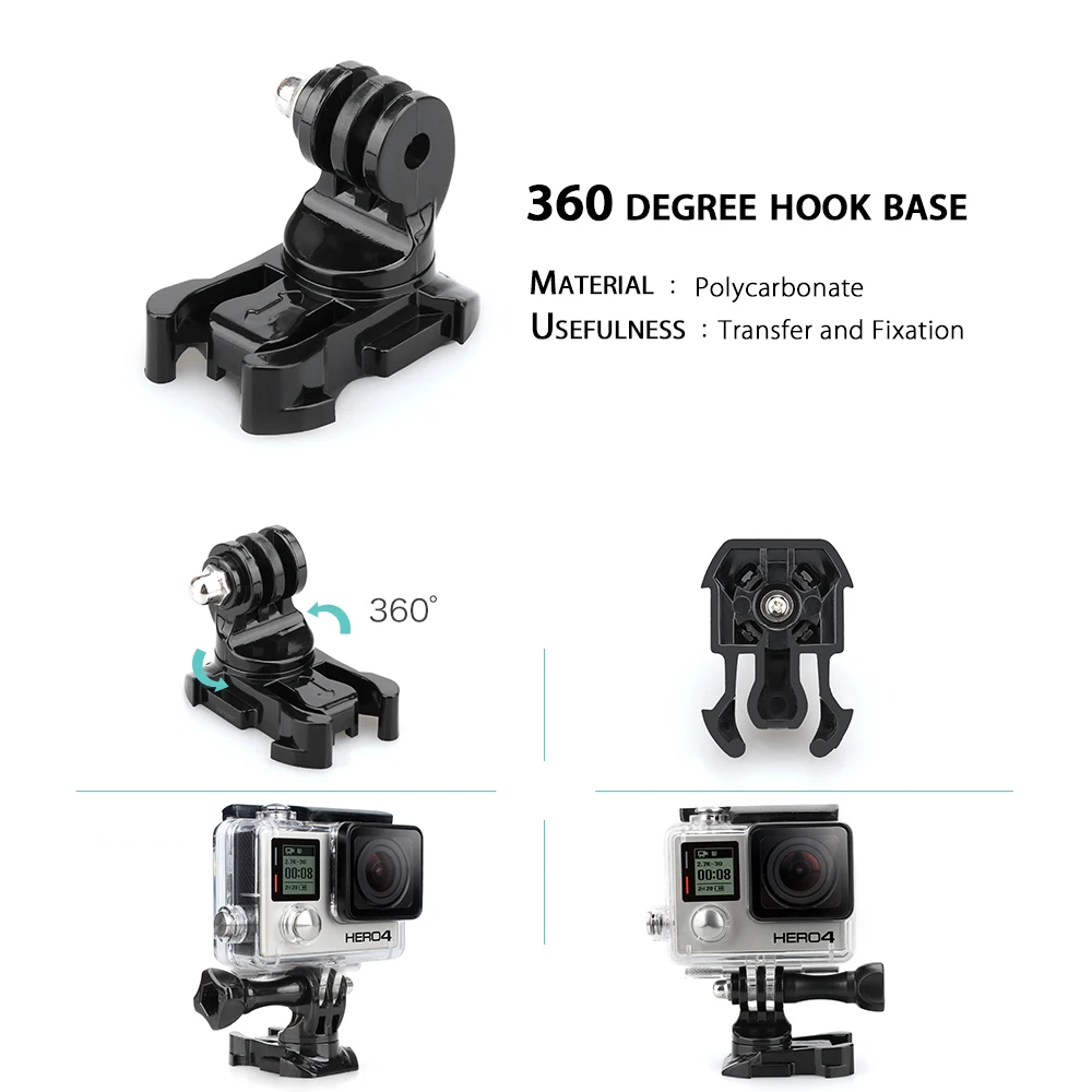 Vamson для Gopro 8 7 6 5 Аксессуары для занятий рюкзак зажим вращающийся на 360 градусов фиксированный кронштейн база для DJI OSMO для Yi 4K VP526
