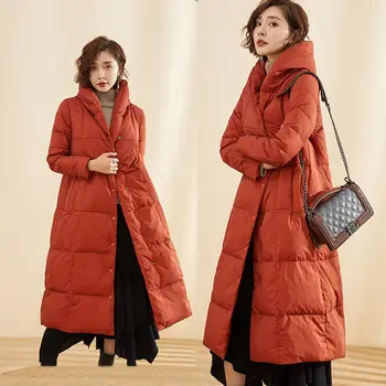 

2020 White Duck Down Warm Parkas Coat Winter Fashion Thick Warm Down Jacket Female Over The Knee Long Down Jacket Q176