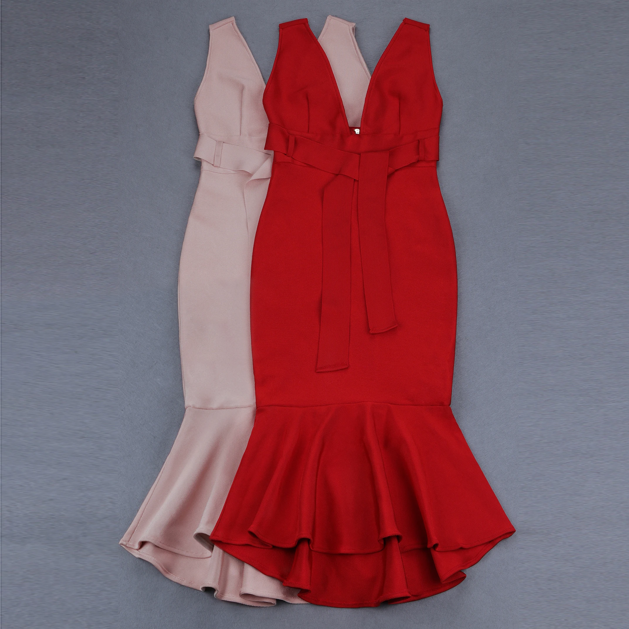 New Bandage Dress Autumn Winter Sexy Women Dresses Mermaid V-Neck Elegant High Quality Party Vestidos Sexy Club Night Midi Dress