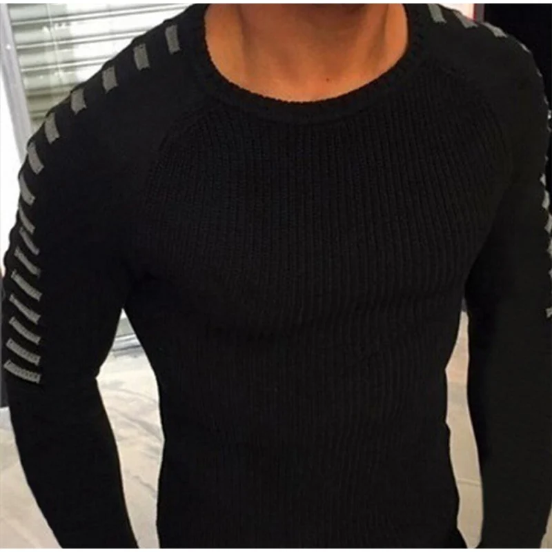 Осенне-зимний вязаный свитер для мужчин s 2019 Новый Повседневный черный пуловер мужские свитера пэтчворк с длинными рукавами тонкие мужские