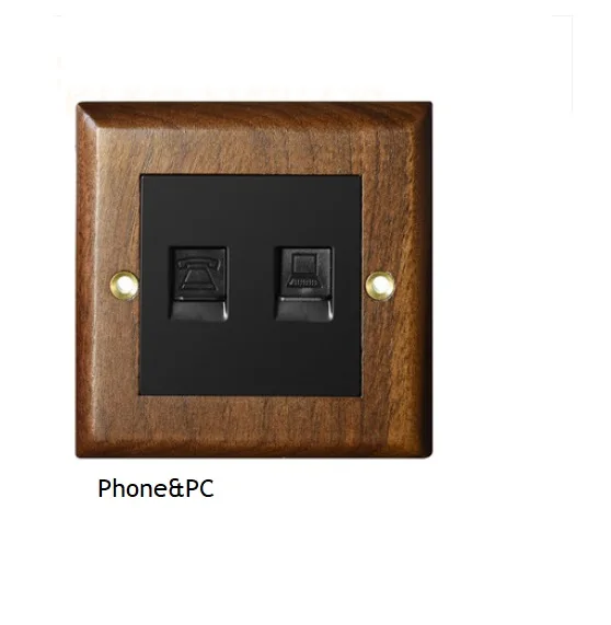 PC Internet PHONE 86 мм Тип общий Античный Твердый грецкий орех панель настенный нажимной выключатель латунь Knob1G 2G 3g 4G Ретро винтажный телефон вентилятор Интернет ТВ винт - Цвет: PC Internet PHONE