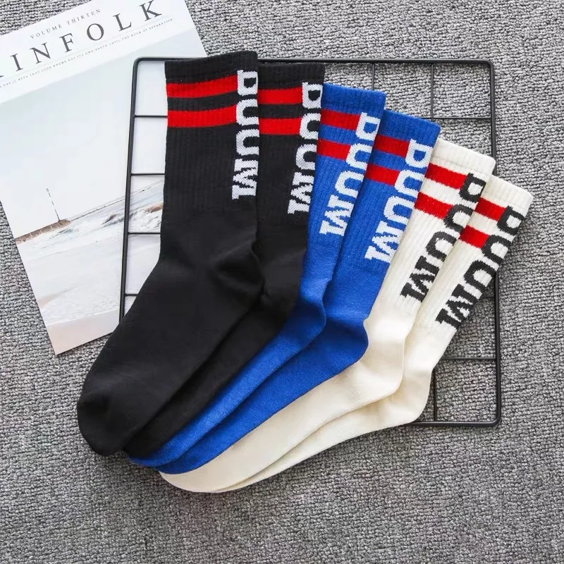 Socks Nice Brand Sock Male Letter BOOM Tube Female Tide European And American Streetwear Hip-Hop Wild High-Top Skateboard Socks