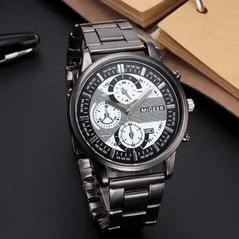 

Luxury Watch Men Migel Fashion Man Design Stainless Steel Analog Alloy Quartz Wrist Watch relogio masculino часы мужские