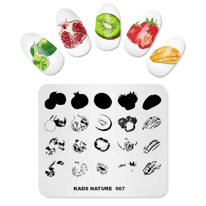 KADS Nail Stamping Plates Nature 007 Various Color Fruit Image Nail Art Stamp Template Stencil for Nails Manicure tool Print 2