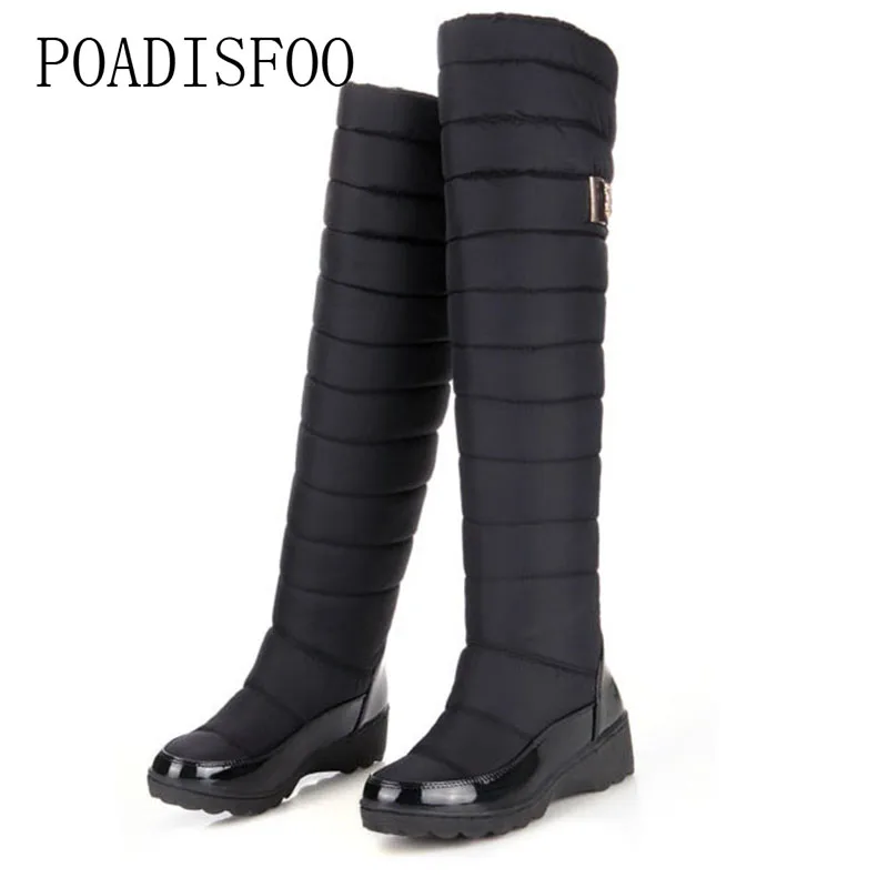 Long-legged Wedge Heel Boots Over Knee Plus Velvet Sleeve middle-aged Lady Mother Down Snow Boots Winter knee-high Boots HX-53