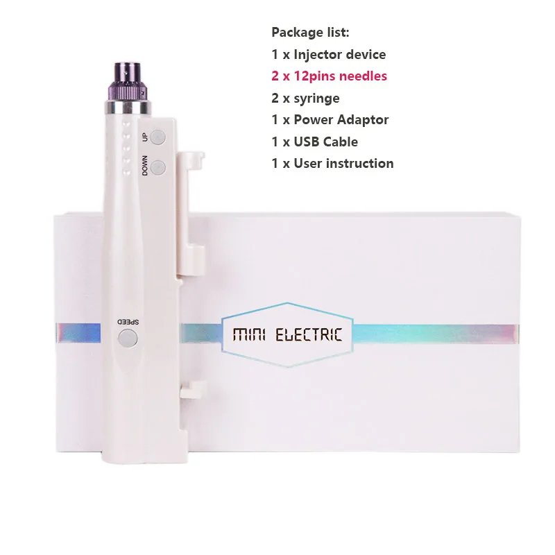 EU Plug 2PCS Needle Дропшиппинг Портативный кожный инжектор воды мезотерапия мезогун инъекции жизненной кислоты микроиглы уменьшить провисание кожи - Цвет: EU Plug 2PCS Needle