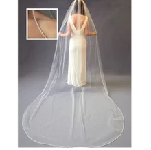 Voile de mariƩe cathƩdrale blanc 1 couche doux maille suisse cristal strass bord accessoire de mariage