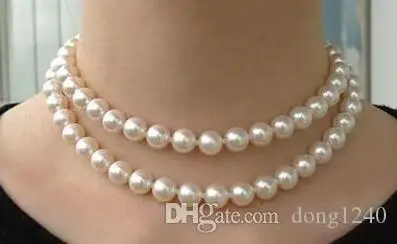 

Free Shipping >>>> noble jewelry double strands 9-10mm round freshwater white pearl necklace