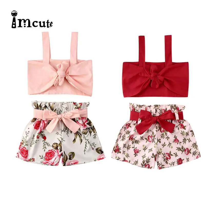 Комплект одежды Imcute для маленьких девочек из 2 предметов однотонный топ без