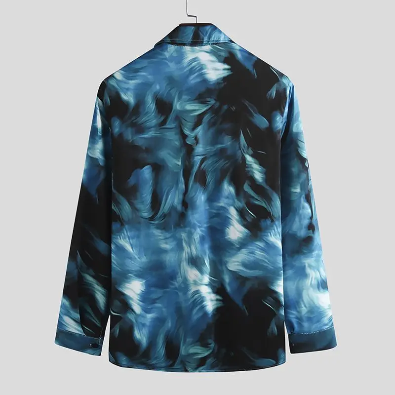 INCERUN, модная мужская одежда, рубашка с принтом, с отворотом,, длинный рукав, Camisa, фитнес, уличная одежда, Бизнес Стиль, повседневная, брендовая, рубашки для мужчин, S-3XL