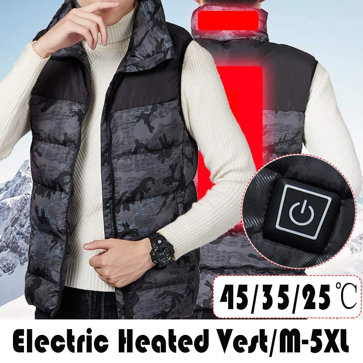 

USB Electric Heater Thermostat Heated Vest Clothes Heating Mat Pad Adjustable Temperature Body Winter Warmer Mat for Men Women