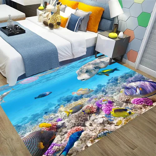 3D Океанский ковер, ковер для гостиной, спальни, Акула, ковер для стола, нескользящий детский домашний милый напольный коврик, морской мир, Детский ковер на заказ - Цвет: 1