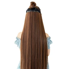 AOSIWIG, 60 см, длинные прямые волосы, 5 клипов, цельные волосы для наращивания, термостойкие синтетические натуральные накладные волосы для женщин