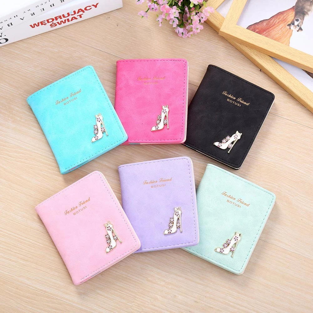 Women Wallet Small Leather Female Short High Heel Pattern Handbag Wallets Purse Card Clutch Carteira Slim Portefeuille Femme 814