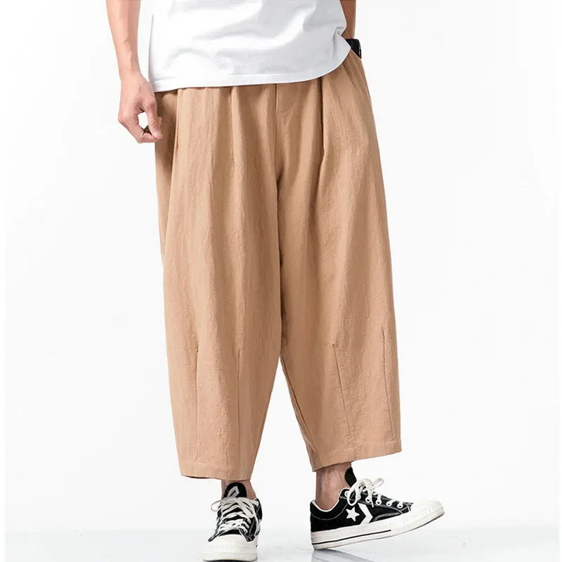 Men's Wide Leg Trousers Korean Style Casual Harem Pants 2021 Autumn Solid Color Oversize Man Plus Size 5XL Dropshipping | Мужская