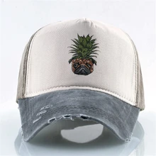 Новая бейсбольная кепка с изображением ананаса и собаки, джинсовая хлопковая шляпа, весенние и летние бейсболки из промытого хлопка, пара хип-хоп кепок, хип-хоп кепка