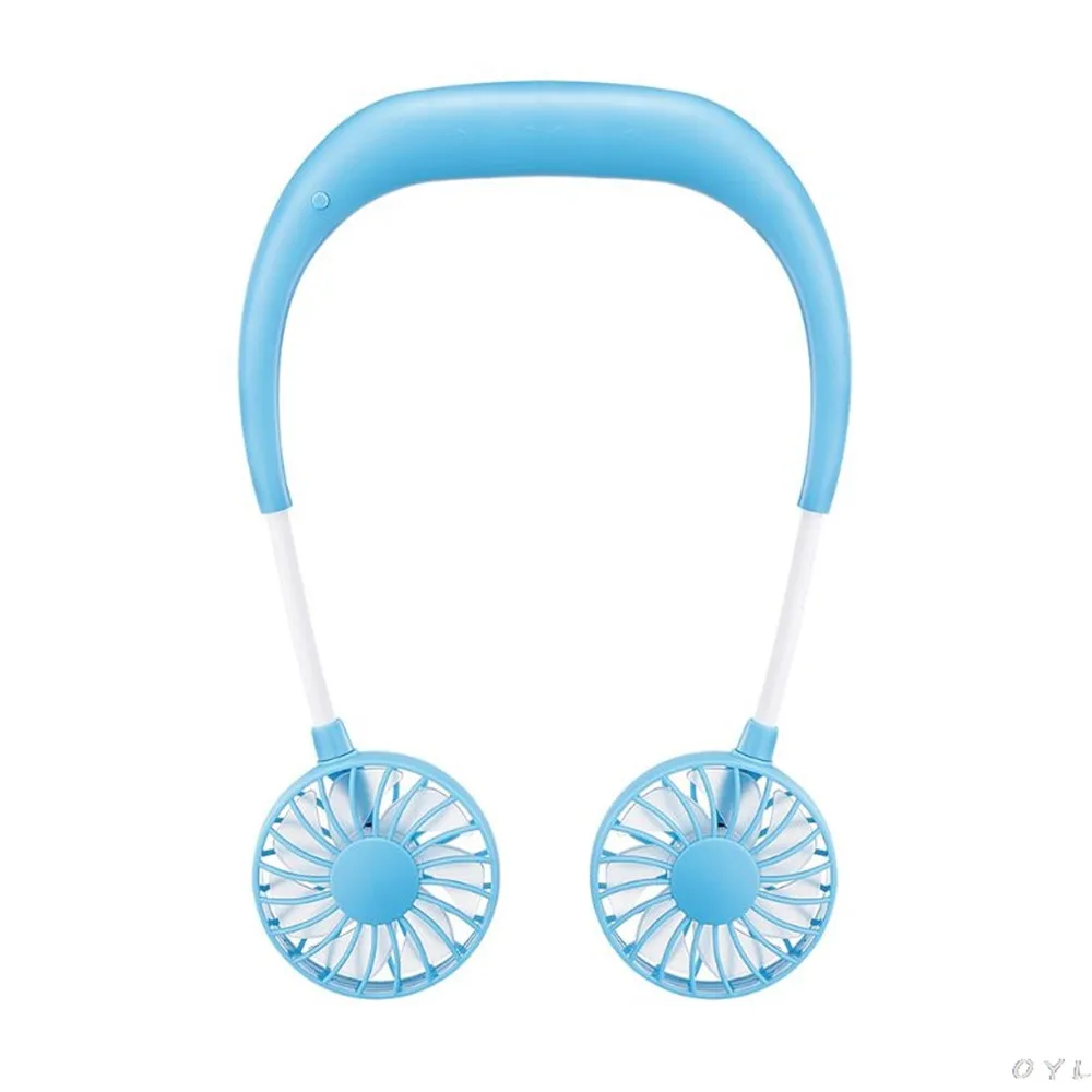 Hands-free повязка на шею руки-свободно висящий USB Перезаряжаемый двойной вентилятор мини-вентилятор летний портативный ручной вентилятор