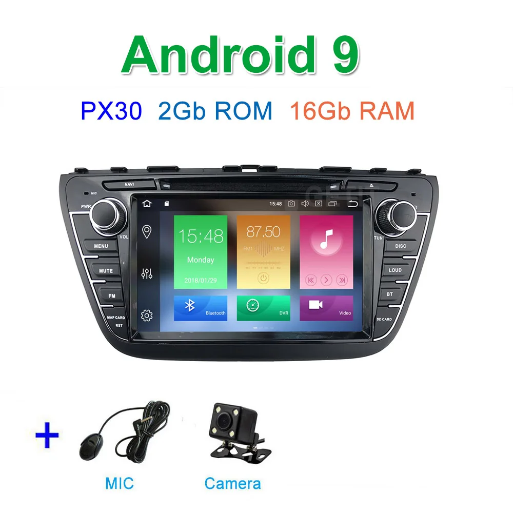 PX6 Автомобильный DVD стерео Мультимедиа Радио Android 9 для Suzuki SX4 S Cross - Цвет: PX30 CAMERA