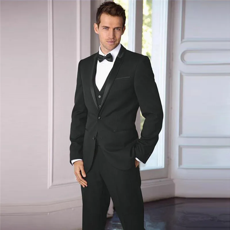 

Elegant Slim Fitted Men Formal Suits Office Business Wedding Tuxedos For Groom Groomsmen Custom Online (Jacket+Pants+Vest)