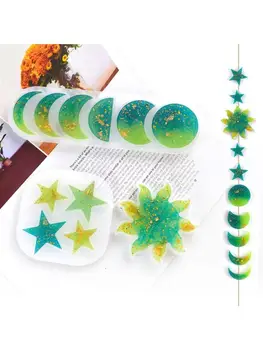 

Moon Sun Star God Resin Mold Moon Phase Pendant Home Deor Mold Epoxy Craft Tools 83XF