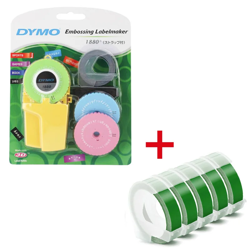 Package H Dymo 1880 руководство по изготовлению этикеток для 9 мм(3/8 '') 3D тиснение пластиковых пвх этикеток для Dymo DIY ручной принтер этикеток - Цвет: Package H