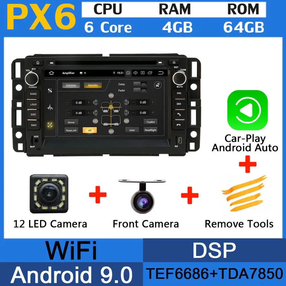 PX6-Carplay 5 USB порт Android 9,0 PX6/Восьмиядерный автомобильный DVD для Chevy Chevrolet Cobalt Silverado Suburban Buick Enclave автомобильный Радио gps DSP - Цвет: PX6-Carplay