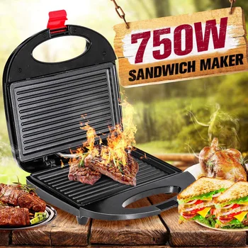 

750W Electric Sandwich Maker Grill Panini Non-Stick Pan Waffle Toaster Cake Breakfast Machine Barbecue Steak Frying Oven EU Plug