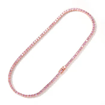 

hip hop pink zircon necklace explosion models women fashion wild hip hop chain