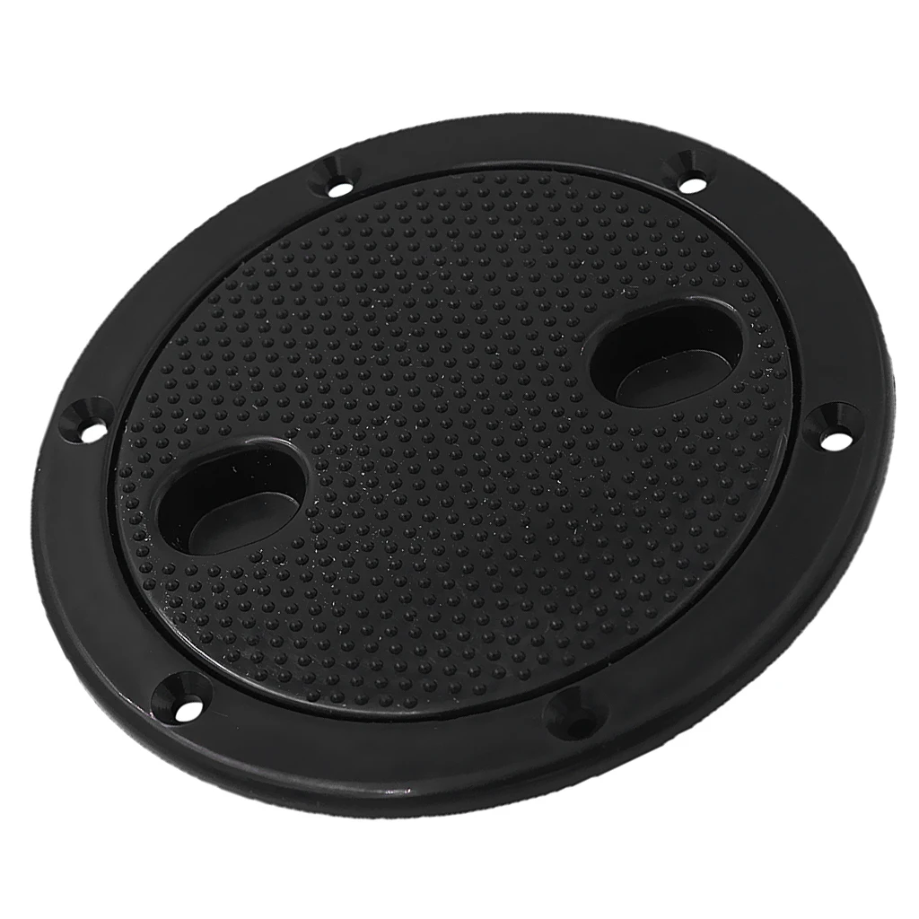 6 inch/16.3cm RV Boat Round Non Slip Inspection Hatch Marine Deck Plate Access, Plastic, Black