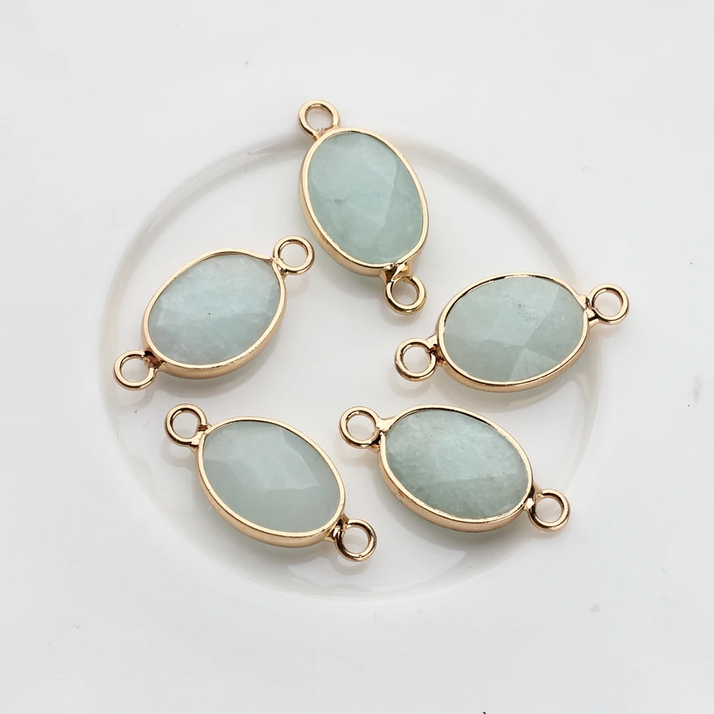 Natürliche Stein Charms Facet Oval Form Doppel Loch Stecker Charms 2 stücke Für DIY Halskette Schmuck Machen Zubehör – Detail 9