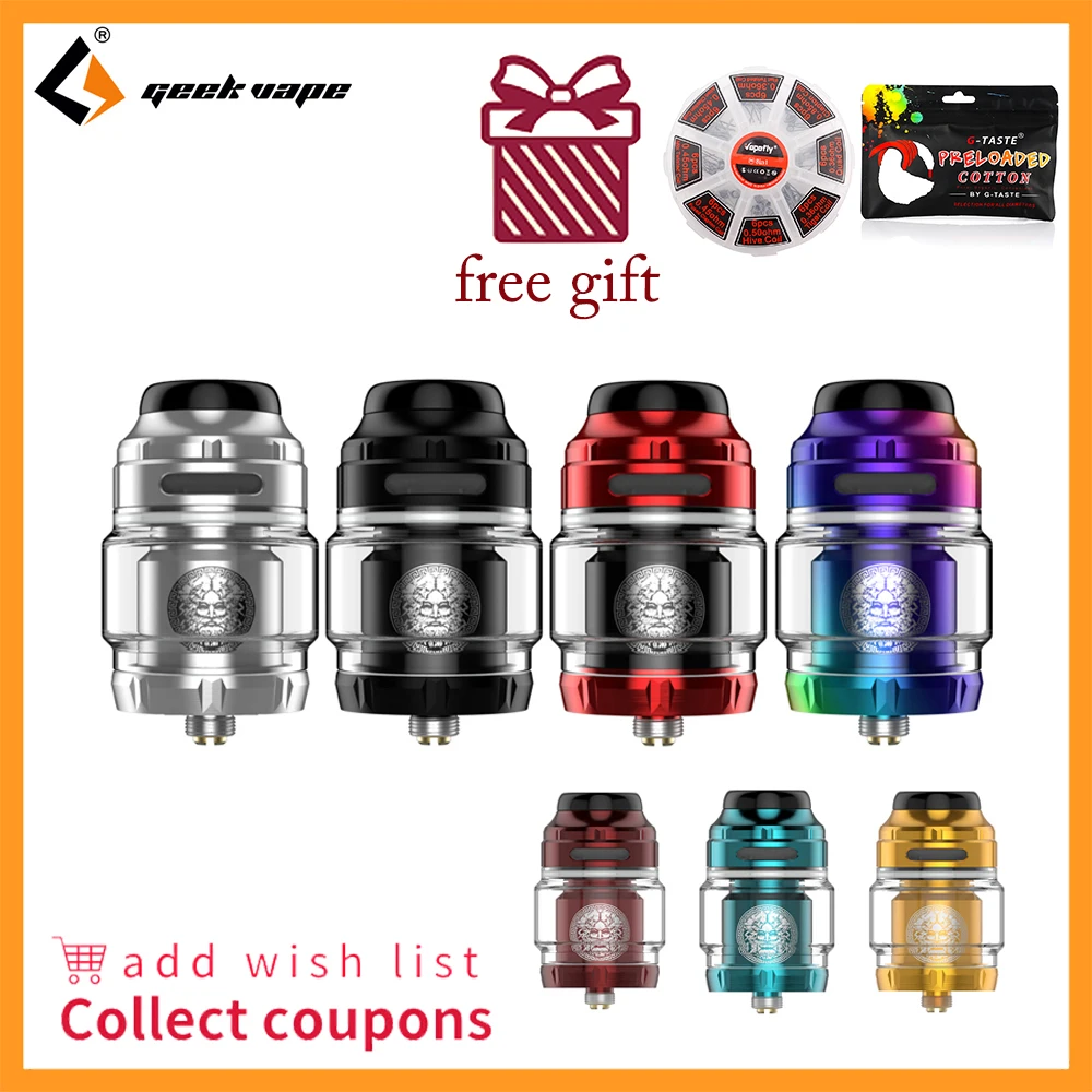 En Ligne Cigarette électronique vape réservoir Geekvape Zeus X RTA 4.5ml capacité du réservoir avec 810 Delrin goutte à goutte pointe réservoir rta vs zeus double AMMIT MTL