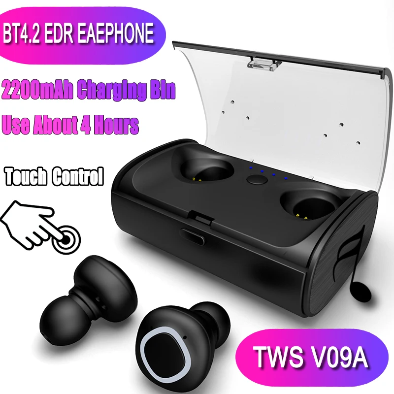 TWS Bluetooth беспроводные наушники бинауральные наушники с 2200 мАч карманным зарядным устройством наушники-вкладыши с шумоподавлением HD музыка Спортивная гарнитура