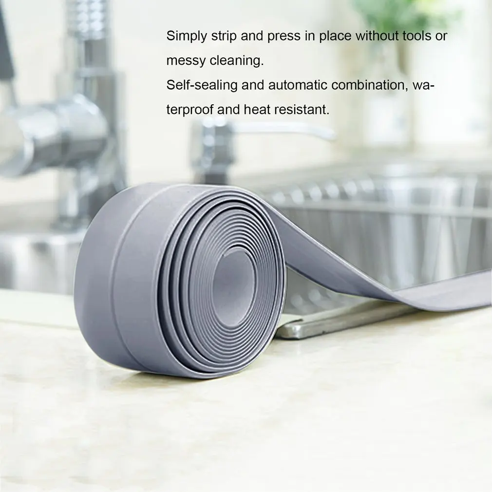 38mm*3.2M Home Kitchen Bathroom Bathtub Wall Sealing Tape Strips Mildew Resistant Self Adhesive Tape For Sink Basin Waterproof