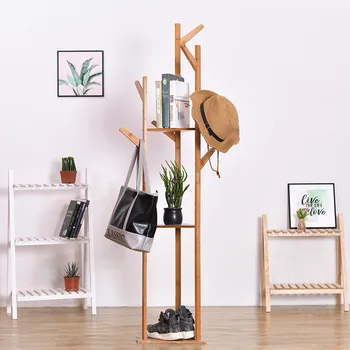 

Simple clothes rack solid wood floor type simple modern bedroom hanging room storage rack clothes rack household hanger
