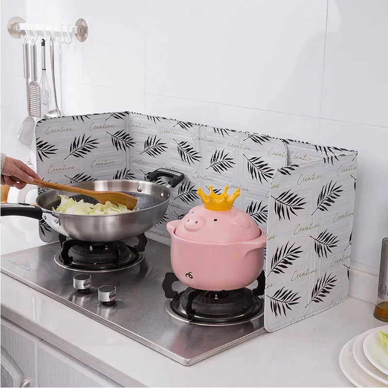 Kitchen Cooking Frying Oil Splash Screen Cover Anti Splatter Screen Guard Aluminium Foil Scald Proof Board Protection Plate 1Pc