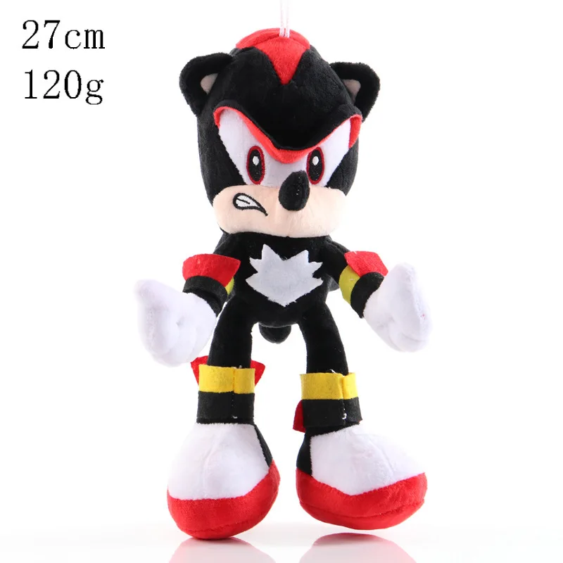 28cm Sonic Plush Doll Black Blue Yellow Hedgehog Soft Stuffed Toy Hot Game Shadow Knuckles Tails For Children Christmas Gifts