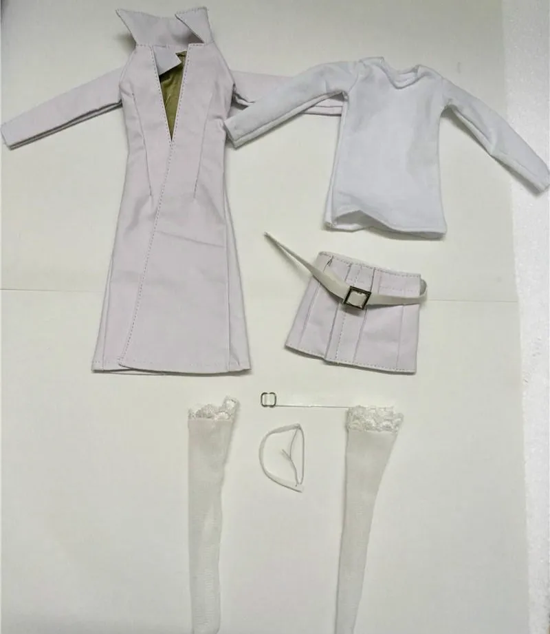 1/6 женское белое пальто головной убор воротник рубашка чулки юбка с поясом
