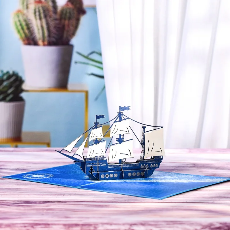 3D sailboat pop up greeting cards for kids dad fathers day graduation