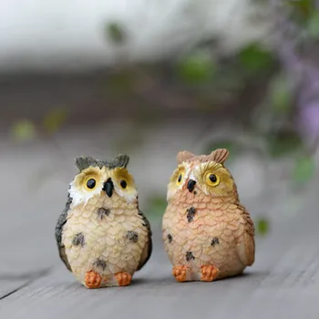 

20pcs/lot Lovely Owl Figurines Miniatures Resin Crafts Moss Micro landscape Home Garden Bonsai decorations DIY Accessories BJ030