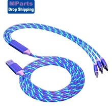 3 in1 led iluminação usb cabo micro usb tipo c carregador rápido para iphone xsmax 11promax huawei samsung xiaomi cabo