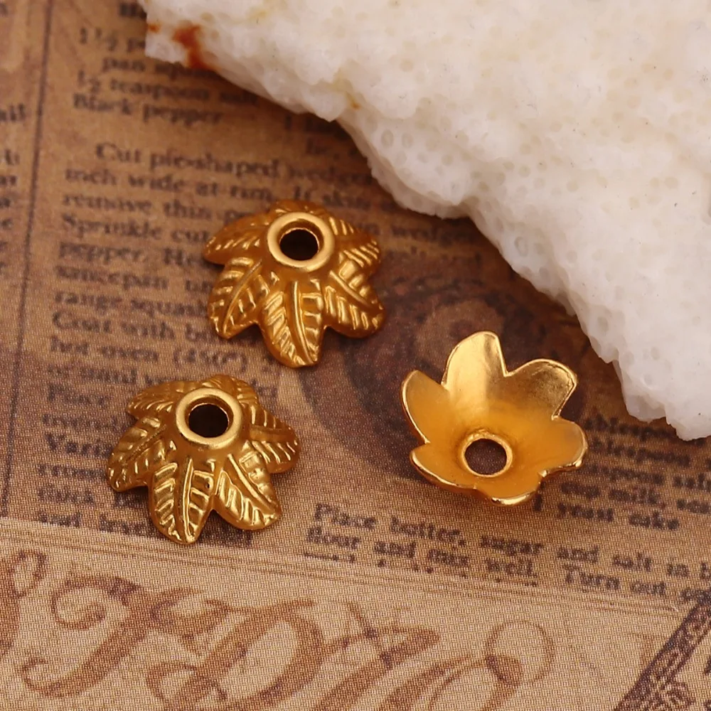 

DoreenBeads Zinc Based Alloy Beads Caps Leaf Matt Gold Flower Jewelry Components (Fit Beads Size: 12mm Dia.) 11mm x 10mm, 10 PCs