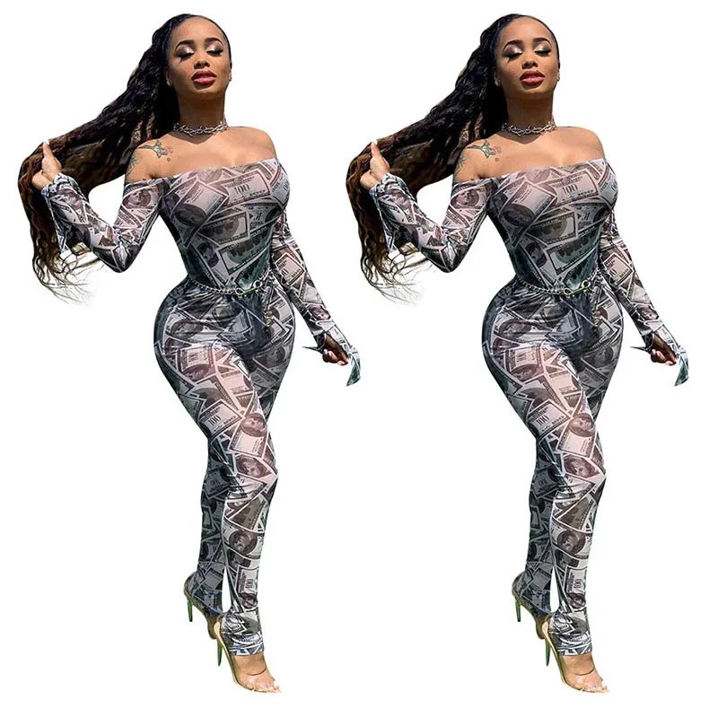 Echoine Slash-neck Jumpsuit Long Sleeve Bodysuit Off Shoulder Slinky Bodycon Rompers Womens Jumpsuit Overalls Echoine Slash-neck Jumpsuit Long Sleeve Bodysuit Off Shoulder Slinky Bodycon Rompers Womens Jumpsuit Overalls